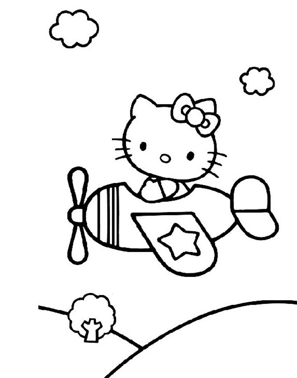 Coloriage de Hello Kitty entourée de fleurs et de papillons Coloriage de Hello Kitty entourée de fleurs et de papillons