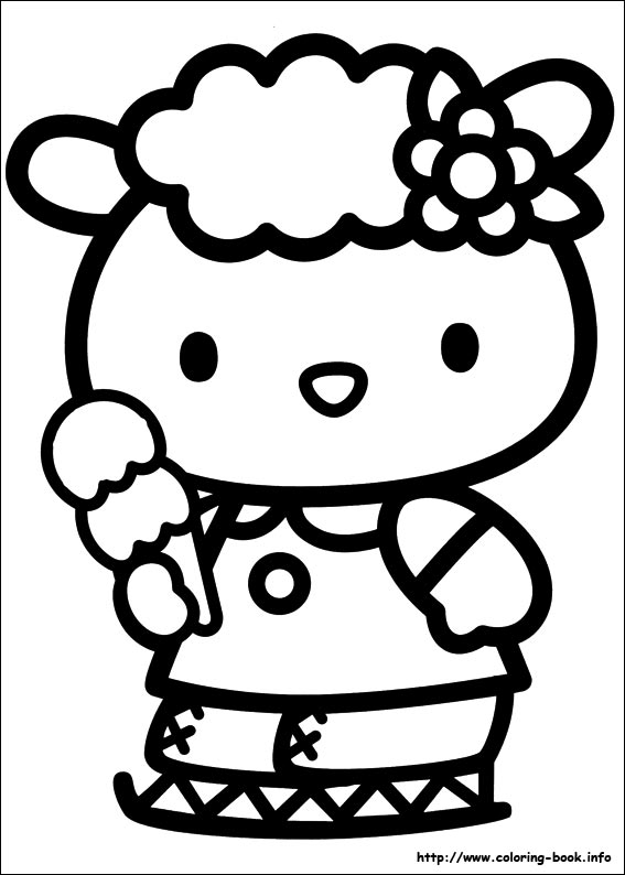 Coloriage de Hello Kitty avec une fleur et un arc-en-ciel Coloriage de Hello Kitty avec une fleur et un arc-en-ciel