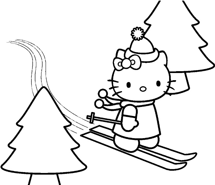 Coloriage de Hello Kitty portant un nœud et jouant avec ses amis Coloriage de Hello Kitty portant un nœud et jouant avec ses amis