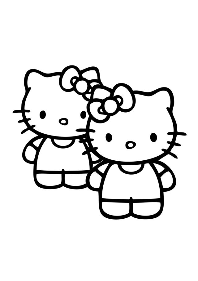 Coloriage de Hello Kitty avec un nœud et un décor floral Coloriage de Hello Kitty avec un nœud et un décor floral