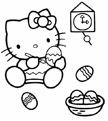 Coloriage de Hello Kitty avec un joli nœud et un décor floral Coloriage de Hello Kitty avec un joli nœud et un décor floral