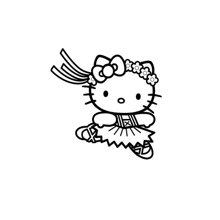 Coloriage de Hello Kitty en pleine aventure avec un petit oiseau Coloriage de Hello Kitty en pleine aventure avec un petit oiseau