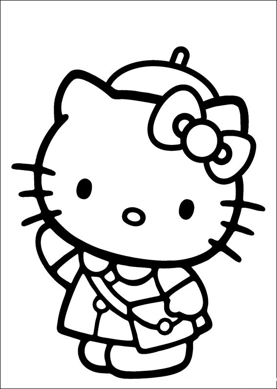 Coloriage de Hello Kitty en train de jouer avec un ballon Coloriage de Hello Kitty en train de jouer avec un ballon