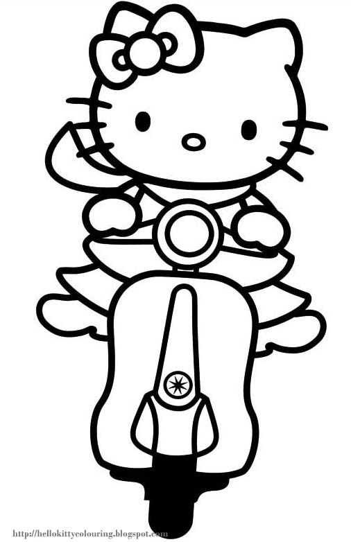 Coloriage de Hello Kitty tenant un ballon dans un décor joyeux Coloriage de Hello Kitty tenant un ballon dans un décor joyeux