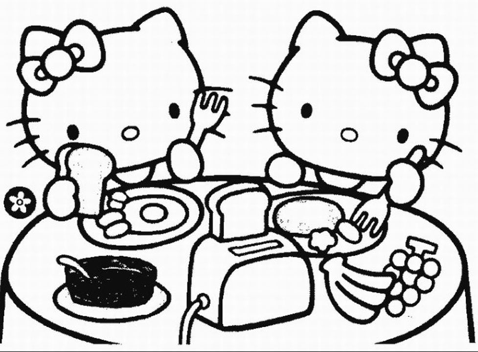 Coloriage de Hello Kitty avec un nœud et un décor floral Coloriage de Hello Kitty avec un nœud et un décor floral