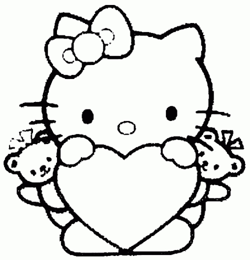 Coloriage de Hello Kitty avec un petit oiseau sur une branche Coloriage de Hello Kitty avec un petit oiseau sur une branche