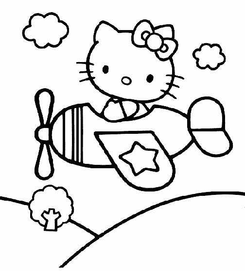 Coloriage de Hello Kitty avec un nœud sur la tête dans un décor simple Coloriage de Hello Kitty avec un nœud sur la tête dans un décor simple