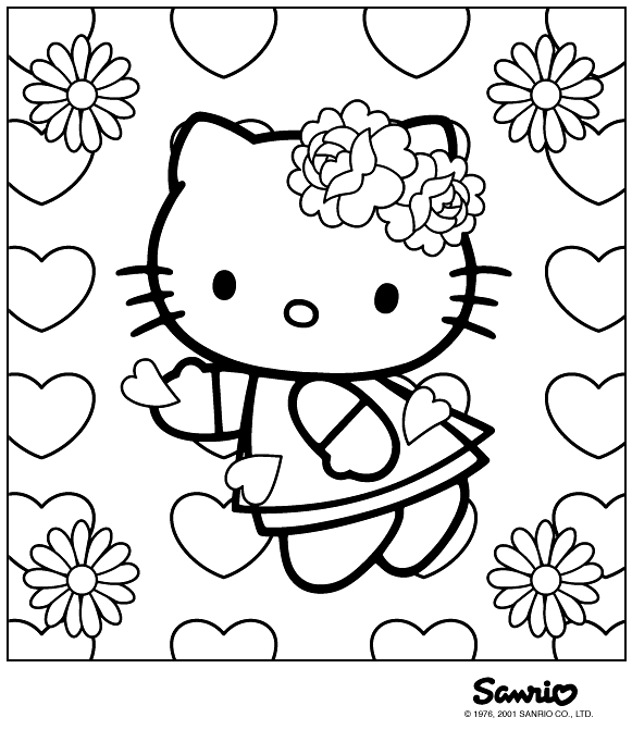 Coloriage de Hello Kitty en pleine activité de pâtisserie Coloriage de Hello Kitty en pleine activité de pâtisserie