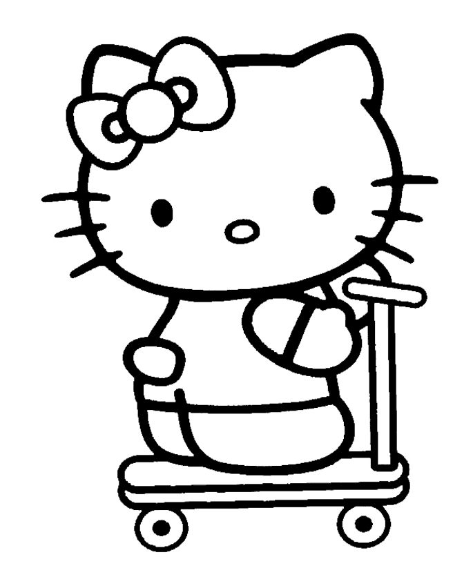 Coloriage d'Hello Kitty tenant un cupcake dans un décor joyeux Coloriage d'Hello Kitty tenant un cupcake dans un décor joyeux
