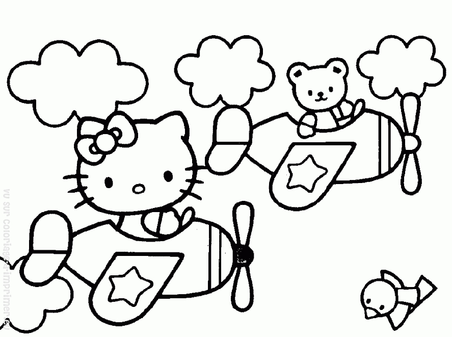 Coloriage de Hello Kitty en pleine promenade avec un papillon Coloriage de Hello Kitty en pleine promenade avec un papillon