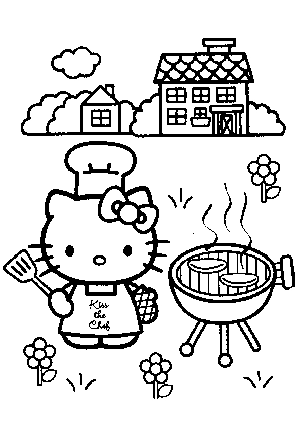 Coloriage de Hello Kitty avec un adorable nœud sur la tête Coloriage de Hello Kitty avec un adorable nœud sur la tête