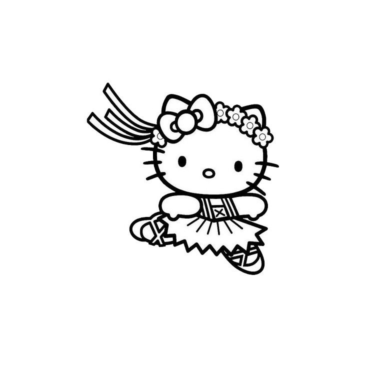 Coloriage de Hello Kitty avec un ballon de fête dans un décor joyeux Coloriage de Hello Kitty avec un ballon de fête dans un décor joyeux