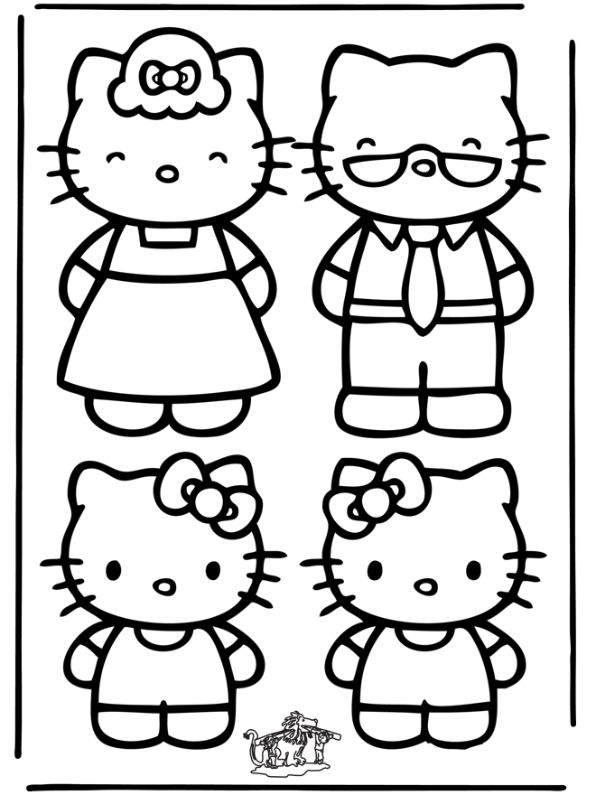 Coloriage d'Hello Kitty entourée de fleurs et de cœurs Coloriage d'Hello Kitty entourée de fleurs et de cœurs