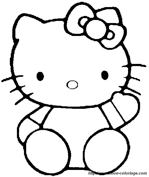 Coloriage de Hello Kitty avec un joli nœud et un décor floral Coloriage de Hello Kitty avec un joli nœud et un décor floral