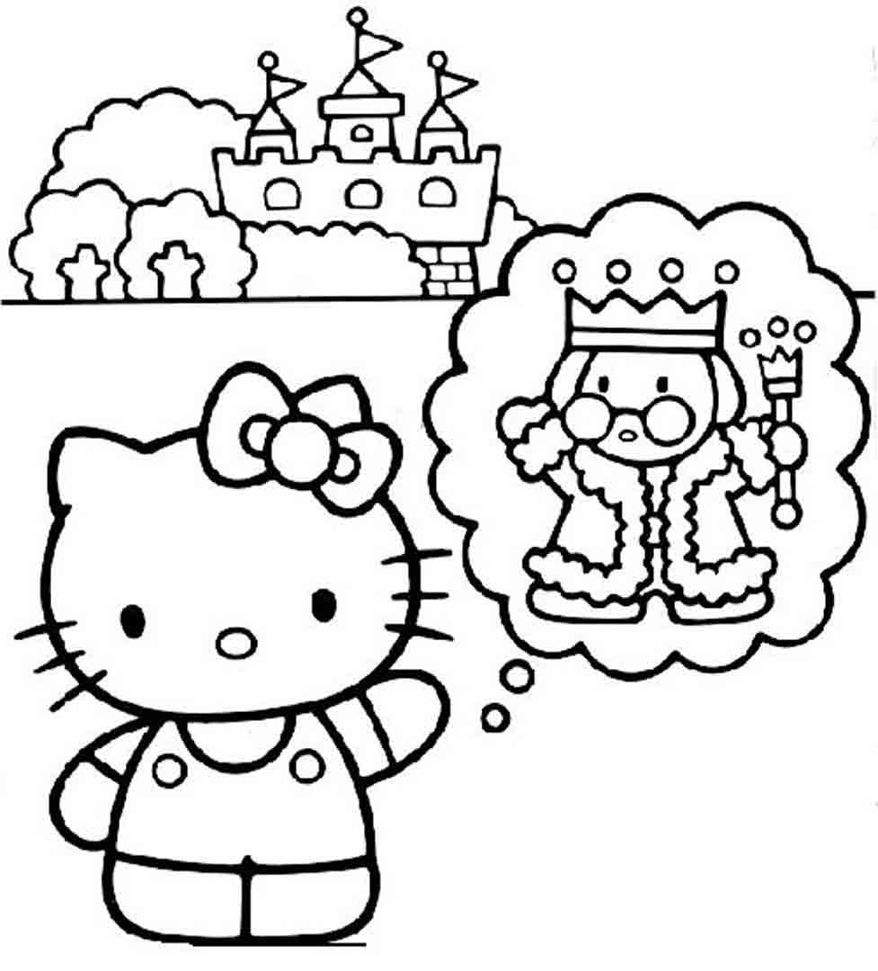 Coloriage de Hello Kitty en train de jouer avec son ami Coloriage de Hello Kitty en train de jouer avec son ami
