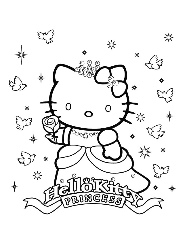 Coloriage de Hello Kitty avec un joli nœud dans un décor simple Coloriage de Hello Kitty avec un joli nœud dans un décor simple