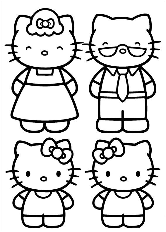 Coloriage de Hello Kitty jouant avec un papillon dans un jardin Coloriage de Hello Kitty jouant avec un papillon dans un jardin
