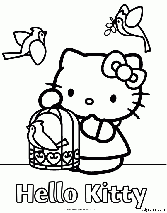 Coloriage de Hello Kitty dans un décor ludique et joyeux Coloriage de Hello Kitty dans un décor ludique et joyeux