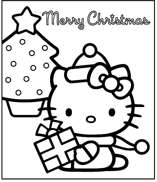 Coloriage de Hello Kitty avec un ballon dans un décor simple Coloriage de Hello Kitty avec un ballon dans un décor simple