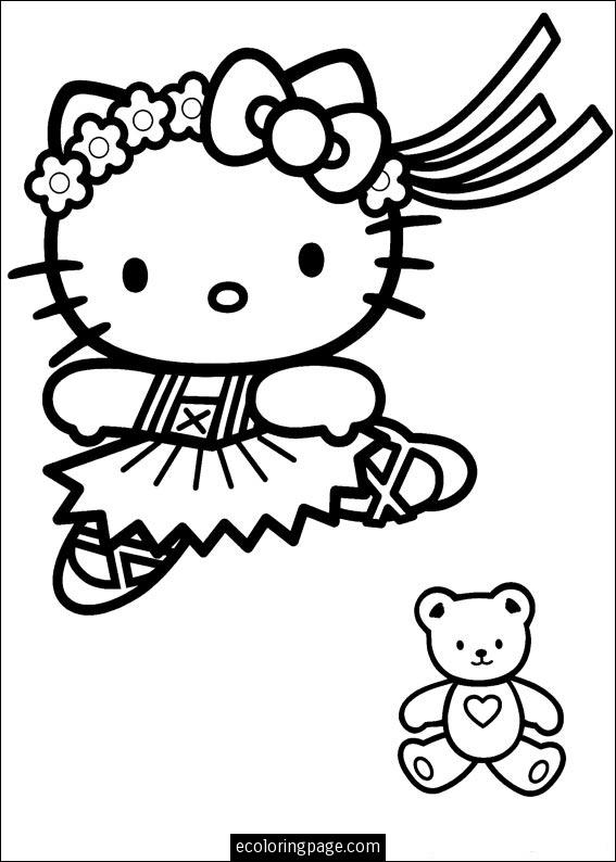 Coloriage de Hello Kitty entourée de fleurs et de papillons Coloriage de Hello Kitty entourée de fleurs et de papillons