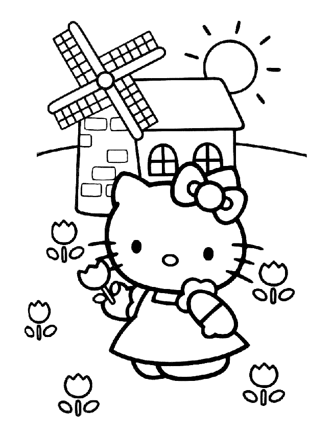 Coloriage d'Hello Kitty avec des accessoires ludiques Coloriage d'Hello Kitty avec des accessoires ludiques