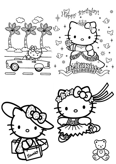 Coloriage de Hello Kitty en pleine activité de lecture Coloriage de Hello Kitty en pleine activité de lecture