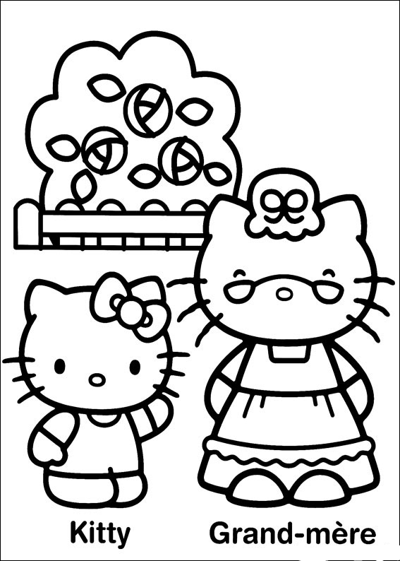 Coloriage de Hello Kitty en pleine aventure avec son ami Coloriage de Hello Kitty en pleine aventure avec son ami