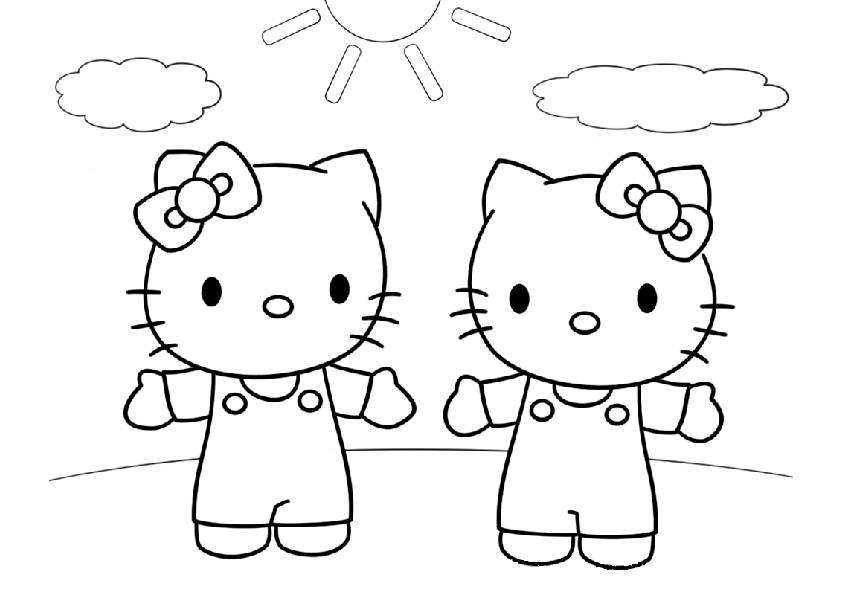 Coloriage de Hello Kitty avec un noeud et un fond floral Coloriage de Hello Kitty avec un noeud et un fond floral