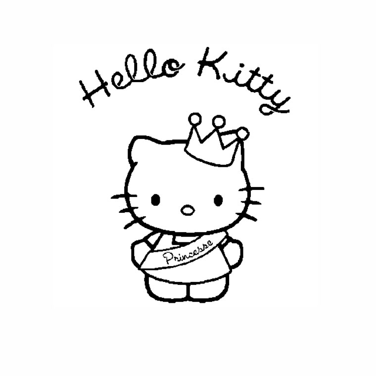 Coloriage de Hello Kitty avec un nœud sur la tête et un sourire amical Coloriage de Hello Kitty avec un nœud sur la tête et un sourire amical