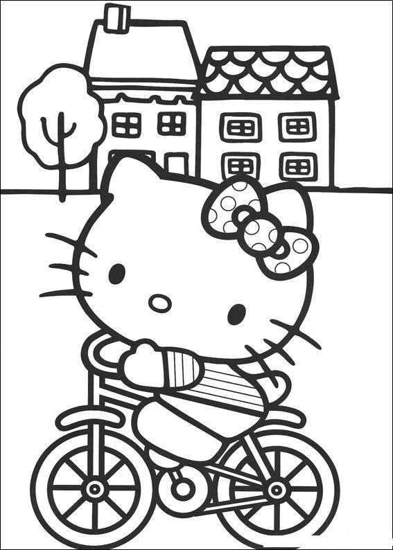 Coloriage de Hello Kitty avec un ballon dans un décor joyeux Coloriage de Hello Kitty avec un ballon dans un décor joyeux