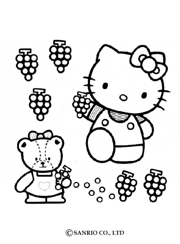 Coloriage de Hello Kitty avec des ballons dans un décor festif Coloriage de Hello Kitty avec des ballons dans un décor festif