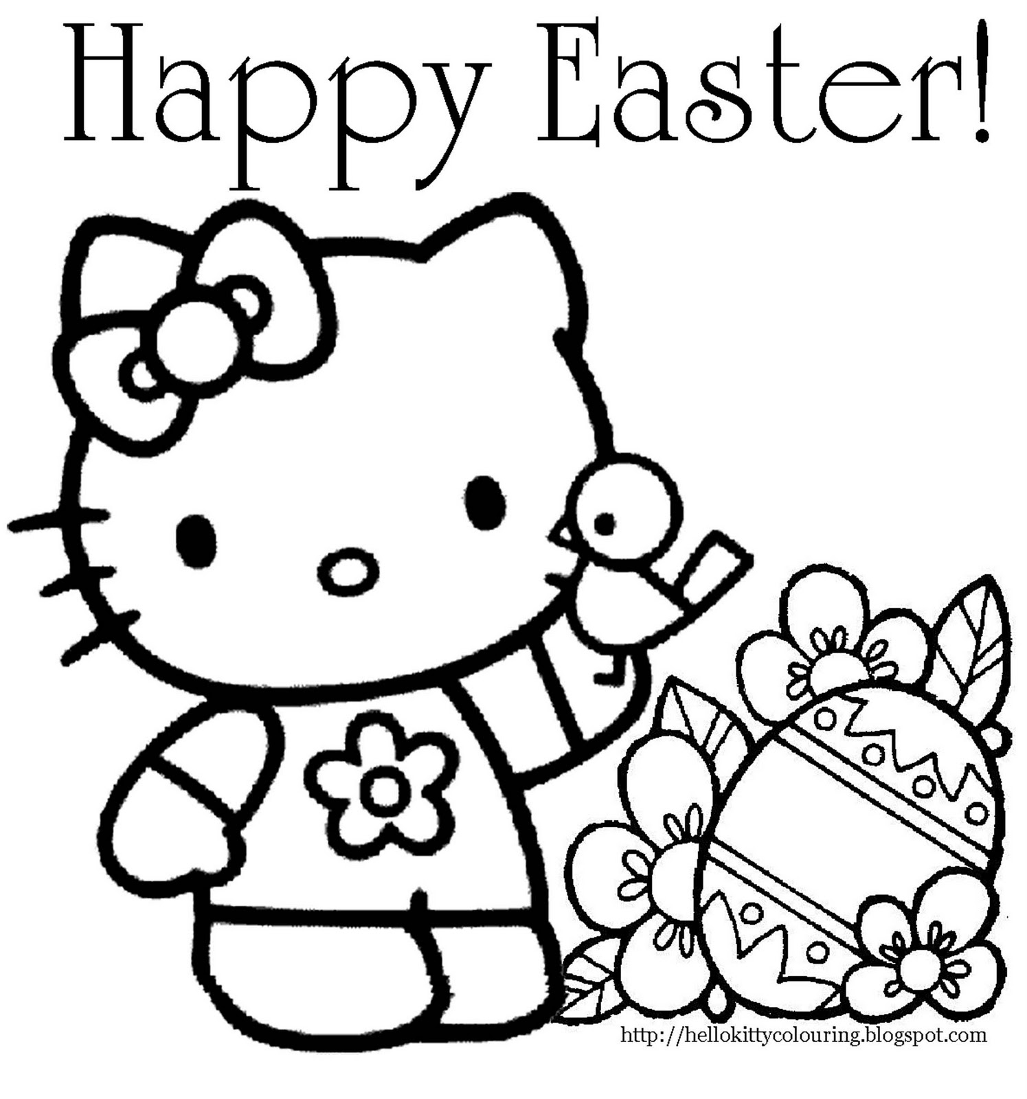 Coloriage de Hello Kitty avec une fleur dans un décor délicat Coloriage de Hello Kitty avec une fleur dans un décor délicat