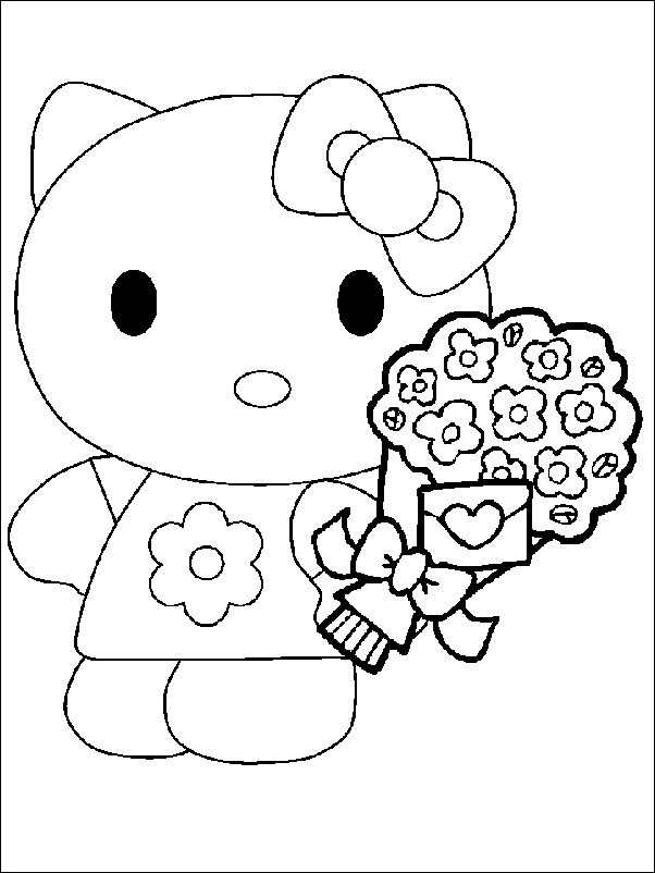 Coloriage de Hello Kitty en train de s'amuser dans un jardin Coloriage de Hello Kitty en train de s'amuser dans un jardin