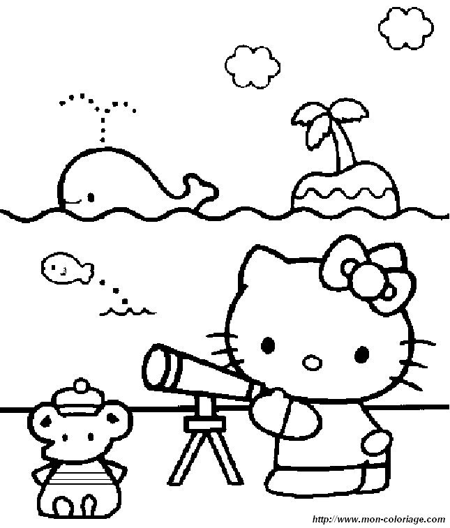 Coloriage de Hello Kitty avec une étoile et un arc-en-ciel Coloriage de Hello Kitty avec une étoile et un arc-en-ciel