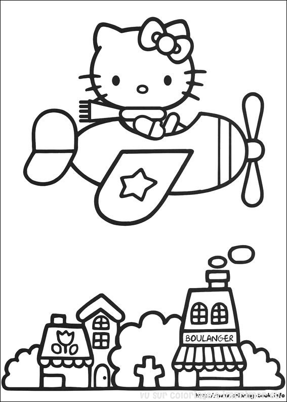 Coloriage d'Hello Kitty au milieu de fleurs colorées Coloriage d'Hello Kitty au milieu de fleurs colorées