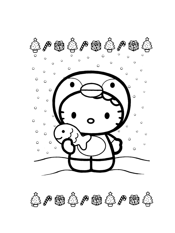 Coloriage de Hello Kitty jouant avec un papillon dans un jardin Coloriage de Hello Kitty jouant avec un papillon dans un jardin