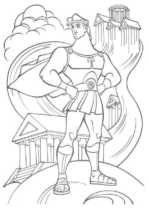 Hercule en pleine action dans un décor mythologique