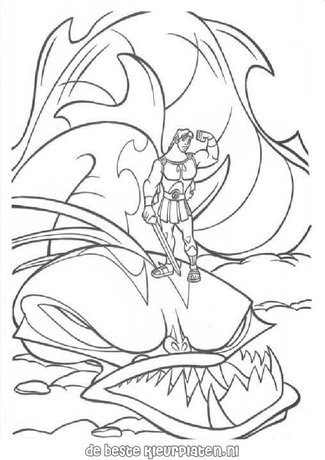 Hercule en pleine action face à un monstre mythologique