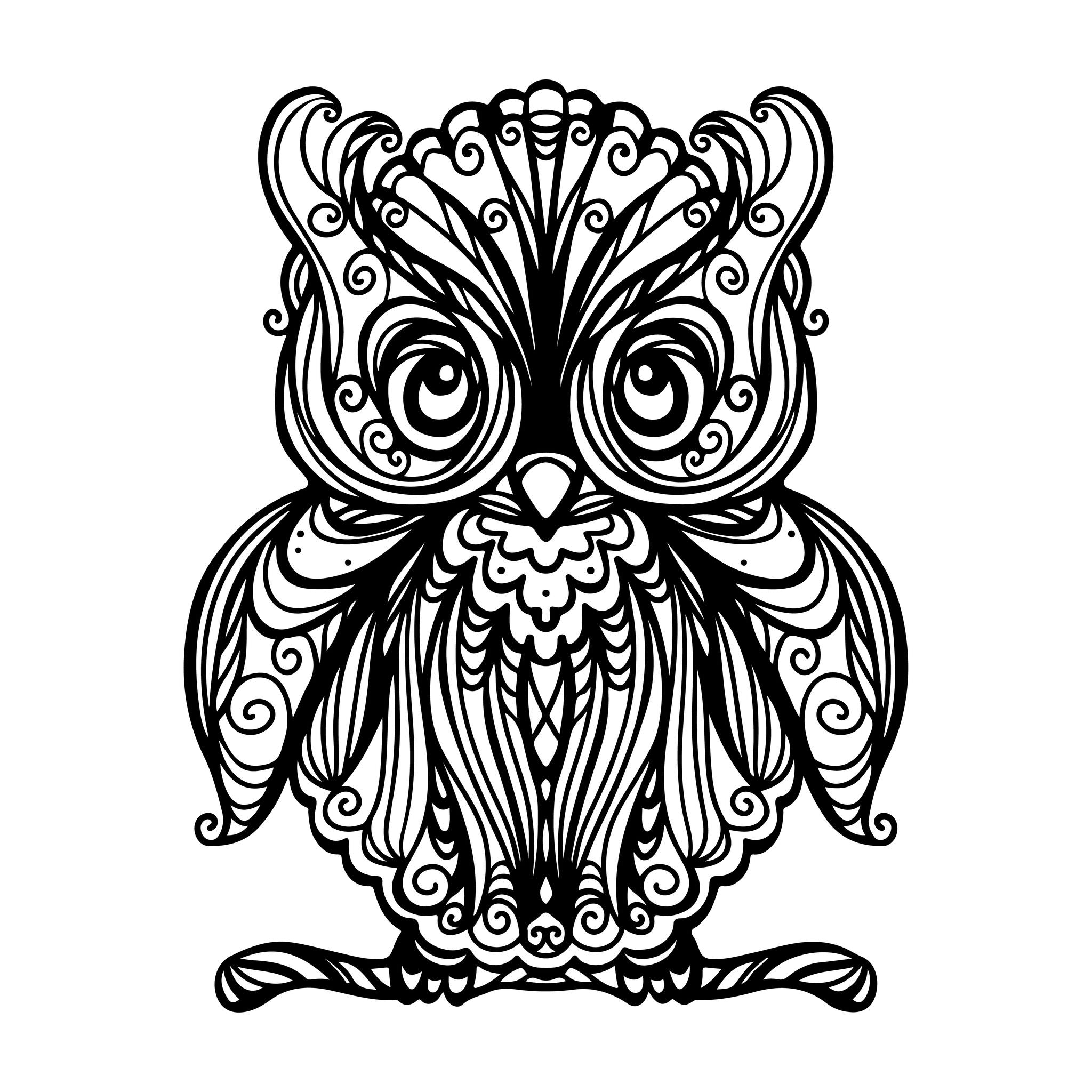 Un hibou perché sur une branche, prêt à être colorié