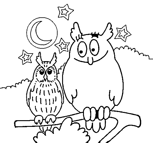 Un hibou perché sur une branche dans la nuit étoilée