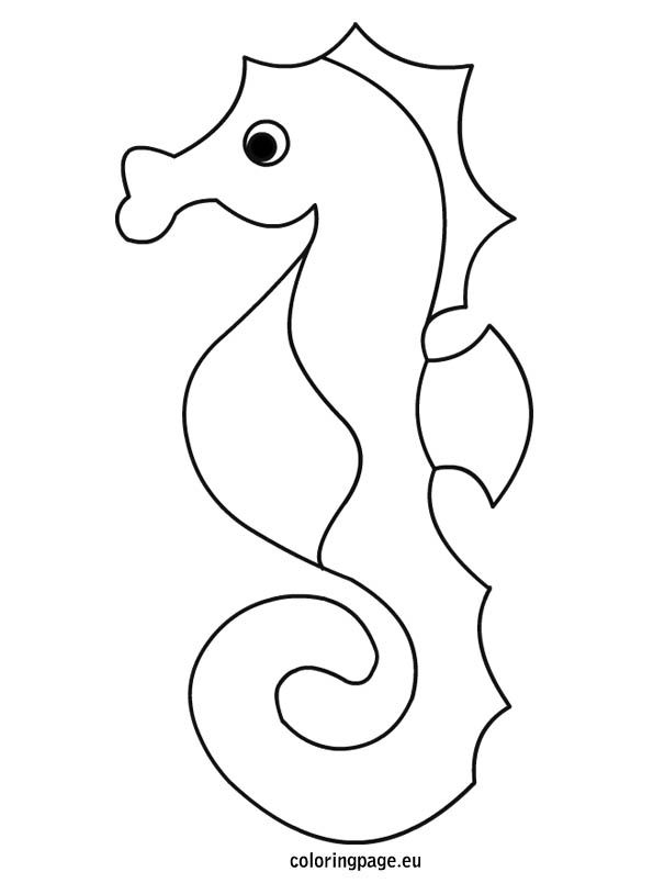 Coloriage d'un hippocampe évoluant parmi des algues marines