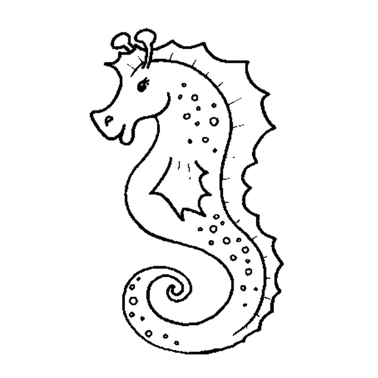 Coloriage d'un hippocampe dans un décor sous-marin