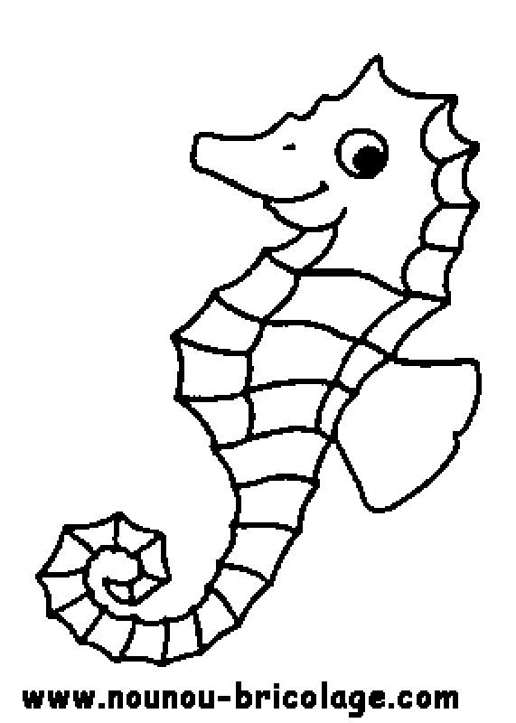 Coloriage d'un hippocampe nageant dans les fonds marins Coloriage d'un hippocampe nageant dans les fonds marins