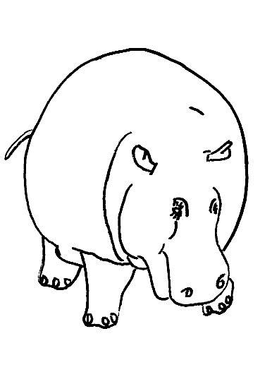 Coloriage d'un hippopotame amusant dans un cadre aquatique