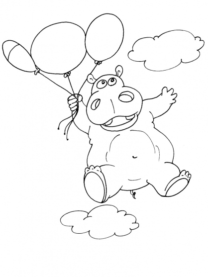 Hippopotame joyeux se reposant au bord d'un étang