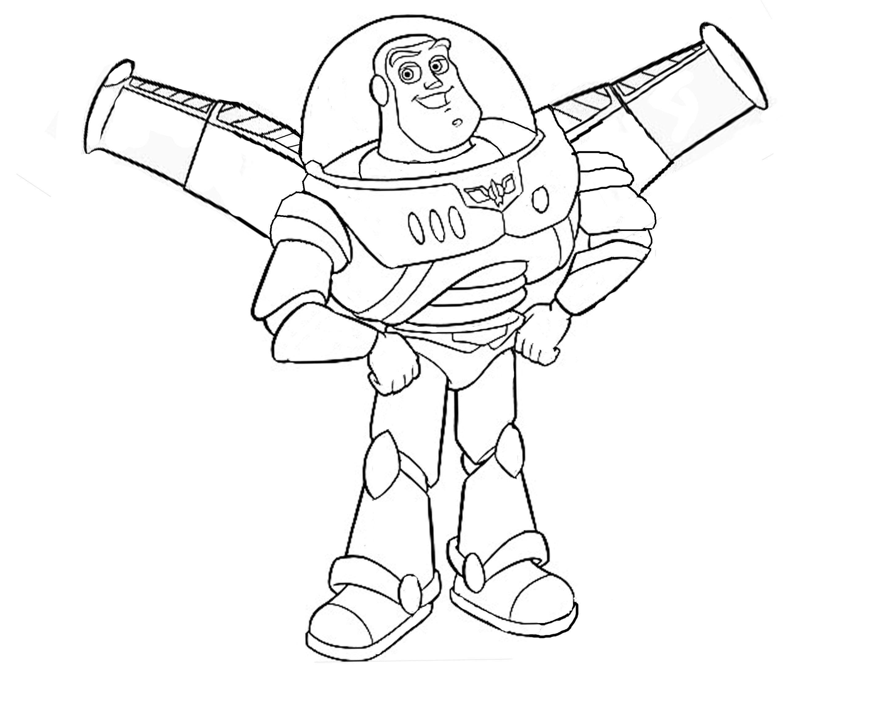 Coloriage de Woody et Buzz dans une scène emblématique de Toy Story