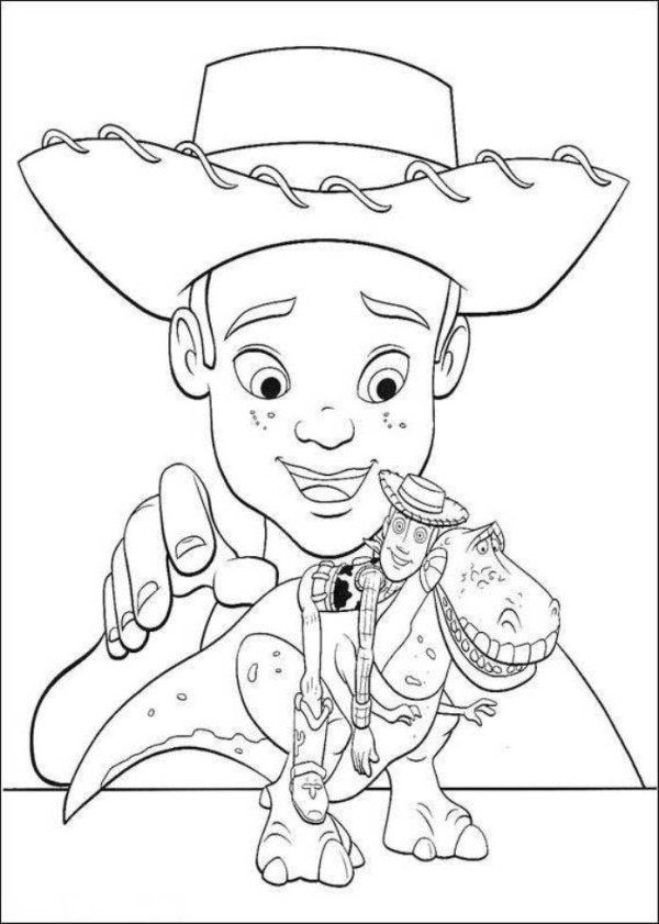 Coloriage de Woody et Buzz dans une scène d'aventure