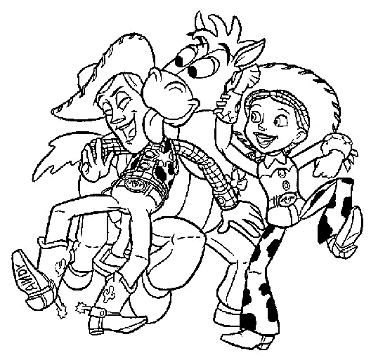 Coloriage de Buzz l'Éclair et Woody dans une aventure à travers le monde des jouets