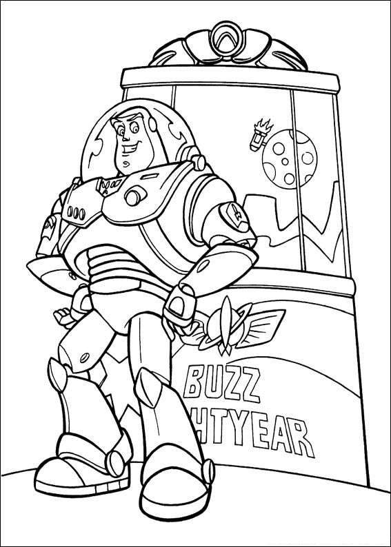 Coloriage de Woody et Buzz Lightyear dans un décor de jouets