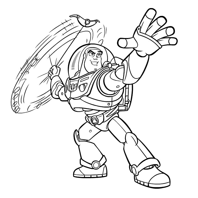 Coloriage de Woody et Buzz Lightyear dans un décor de jouets